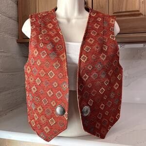 Sedona Clothing Company Tapestry Navajo Lined Vest S Unisex Concho Buttons NWT